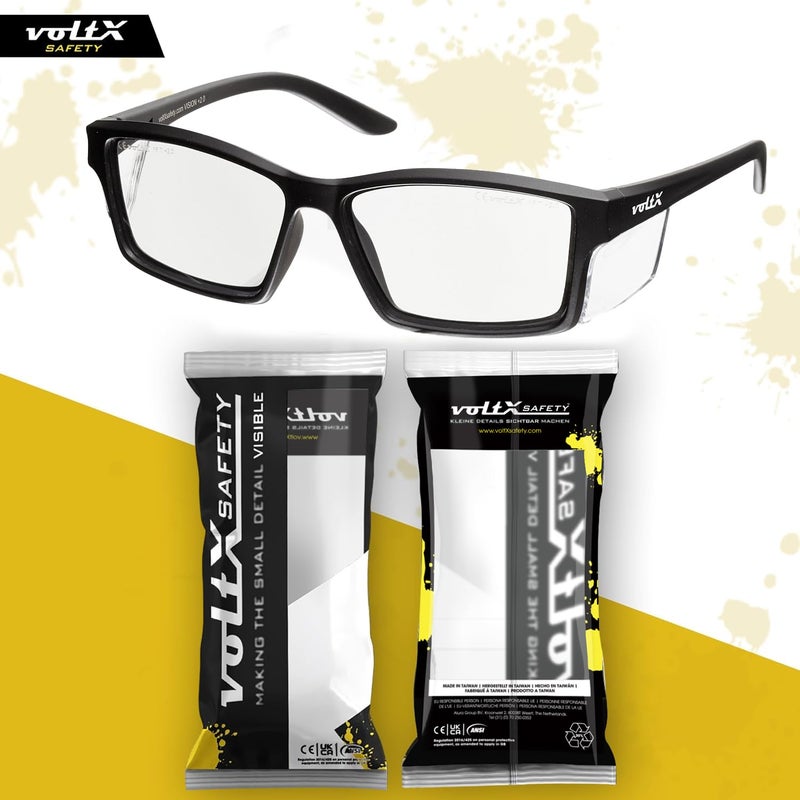 voltX 'VISION' Safety Readers, Full Lens Magnified Reading Safety Glasses (+1.5 Dioptre, Clear lens) ANSI Z87.1+ & CE EN166F - Anti fog coated UV400 lens - Image 3